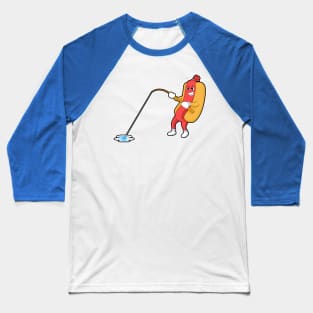 Hotdog at Fishing with Fishing rod Baseball T-Shirt